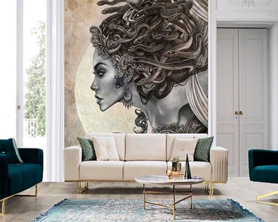 Behang met Medusa-thema