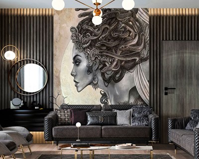 Behang met Medusa-thema