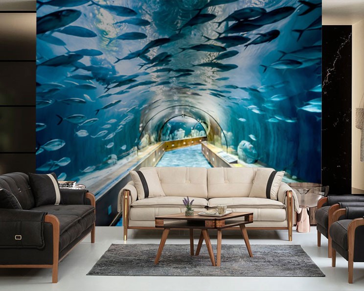 Interpretatief Fantasie japon Aquarium Landschap Behang 3D-behangen | 3D-achtergronden