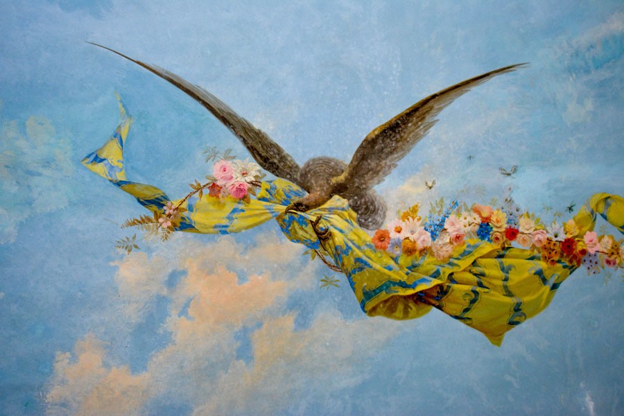 Vliegende vogel canvas schilderij behang