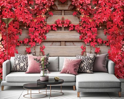 Rood blad herfst behang