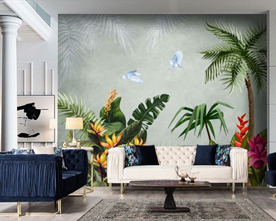 Artistiek behang met palmboomafbeelding