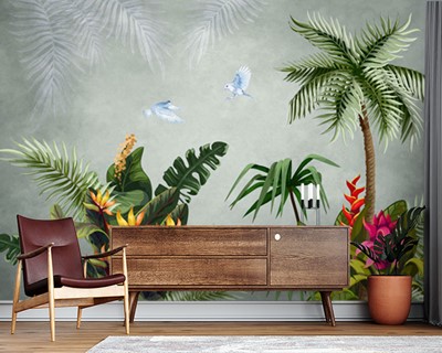 Artistiek behang met palmboomafbeelding