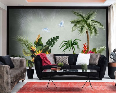 Artistiek behang met palmboomafbeelding