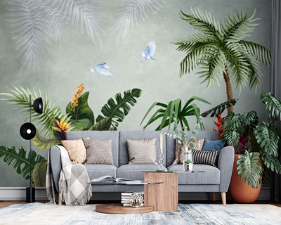 Artistiek behang met palmboomafbeelding