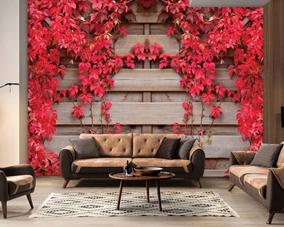 Rood blad herfst behang