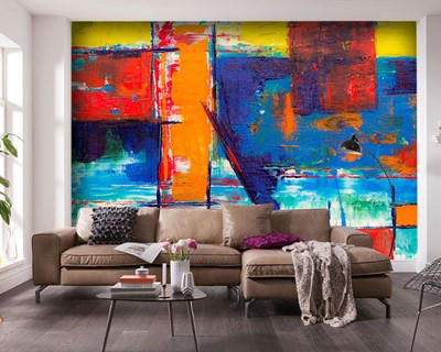 Canvas Kleuren Schilderen Behang