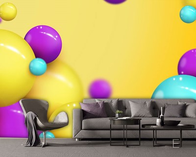 Gekleurde Ballen 3D Wallpaper | 3D-ontwerpbehang