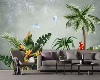 Artistiek behang met palmboomafbeelding