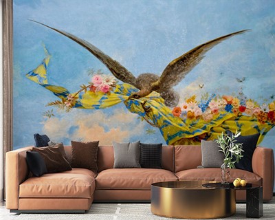 Vliegende vogel canvas schilderij behang