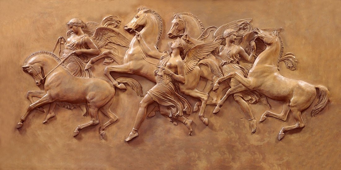 Reliëf paardenbehangmodel