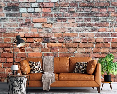 Behang met bakstenen muurlook