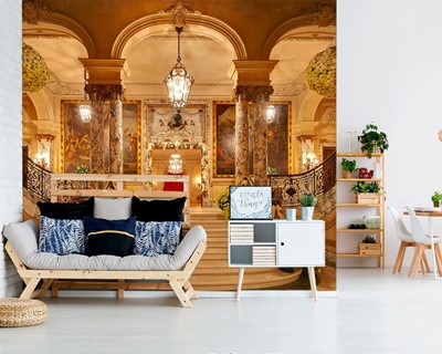 Binnen in de muur van het paleis