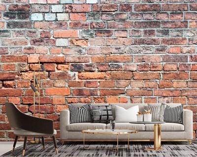 Behang met bakstenen muurlook