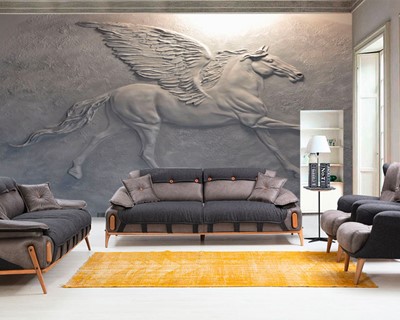 Reliëf Paard Sculptuur Behang