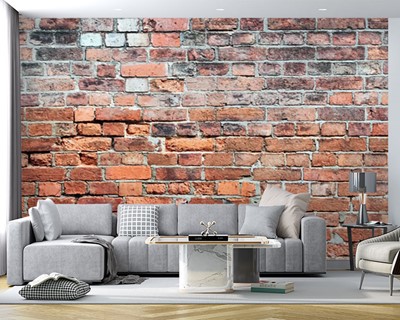 Behang met bakstenen muurlook