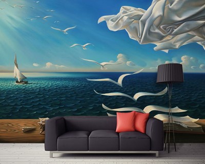 Vliegend Boek Bladeren Behang