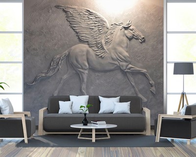 Reliëf Paard Sculptuur Behang