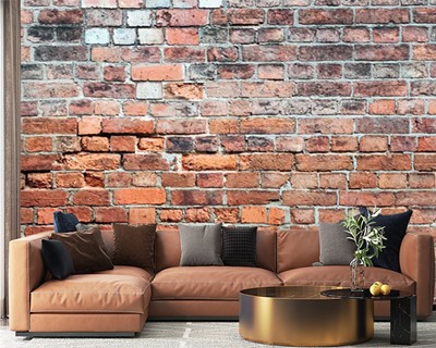 Behang met bakstenen muurlook