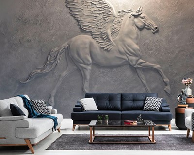 Reliëf Paard Sculptuur Behang