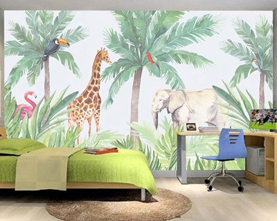 Safari-behang voor kinderkamer