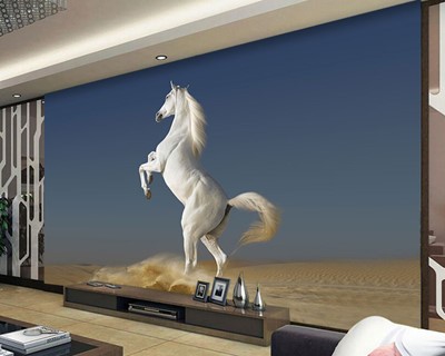 Steigerend wit paard behang