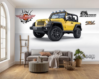 Jeepbehang in gele kleur