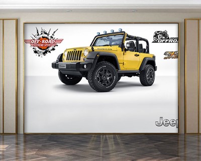 Jeepbehang in gele kleur