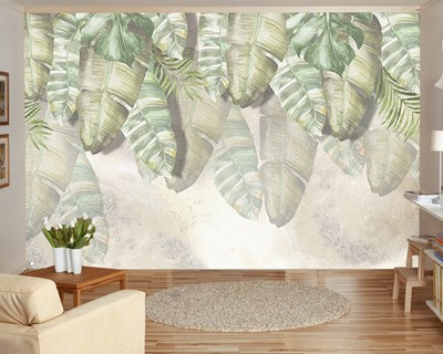 Artistiek behang met plantenthema