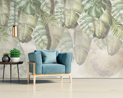 Artistiek behang met plantenthema