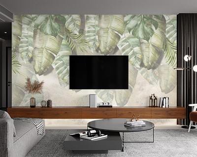 Artistiek behang met plantenthema