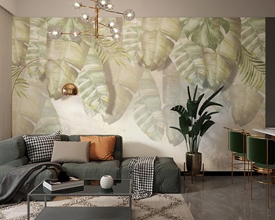 Artistiek behang met plantenthema