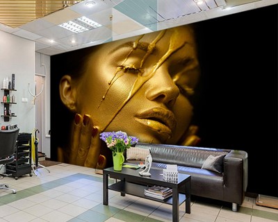 Gouden kleur vrouw schoonheidssalon behang
