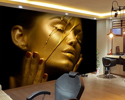 Gouden kleur vrouw schoonheidssalon behang