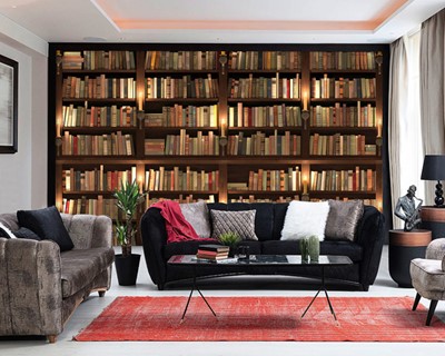Behang met boekenkast