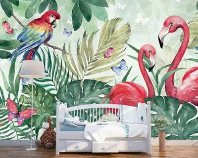  artistiek flamingo behang