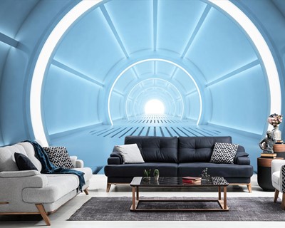 3D tunnel thema behang