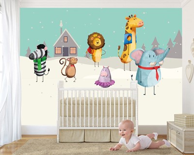 schattige dieren babykamer behang