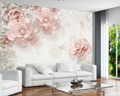 roze bloem behang