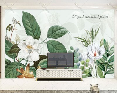 witte bloem 3d muur poster