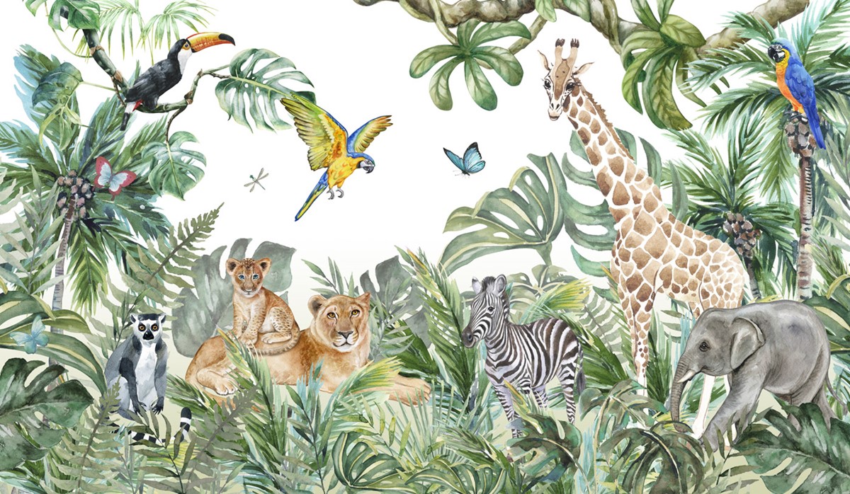 safari bos en dieren behang