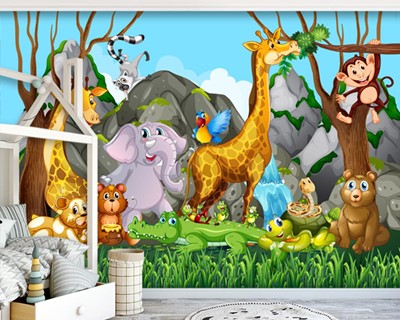Safari kinder- en babykamer behang