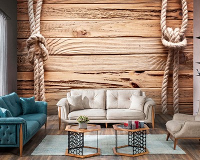 touw hout effect behang