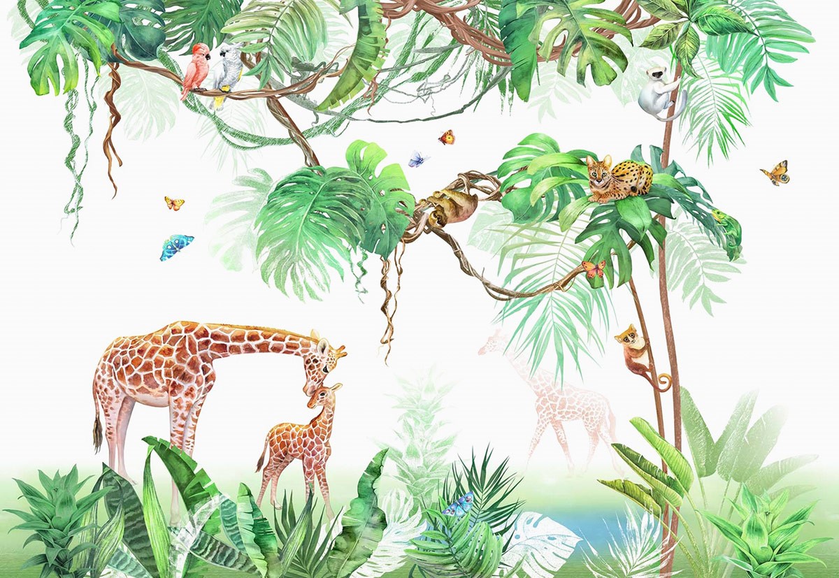 Safari babykamer behang