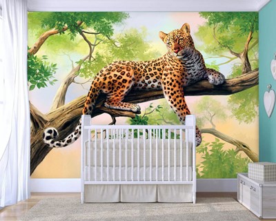 luipaard kinderkamer behang