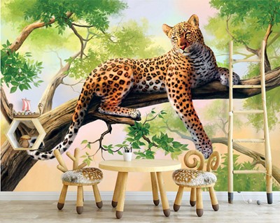 luipaard kinderkamer behang