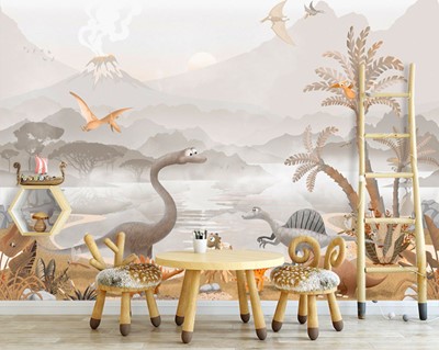 Babykamer dinosaurussen achtergronden