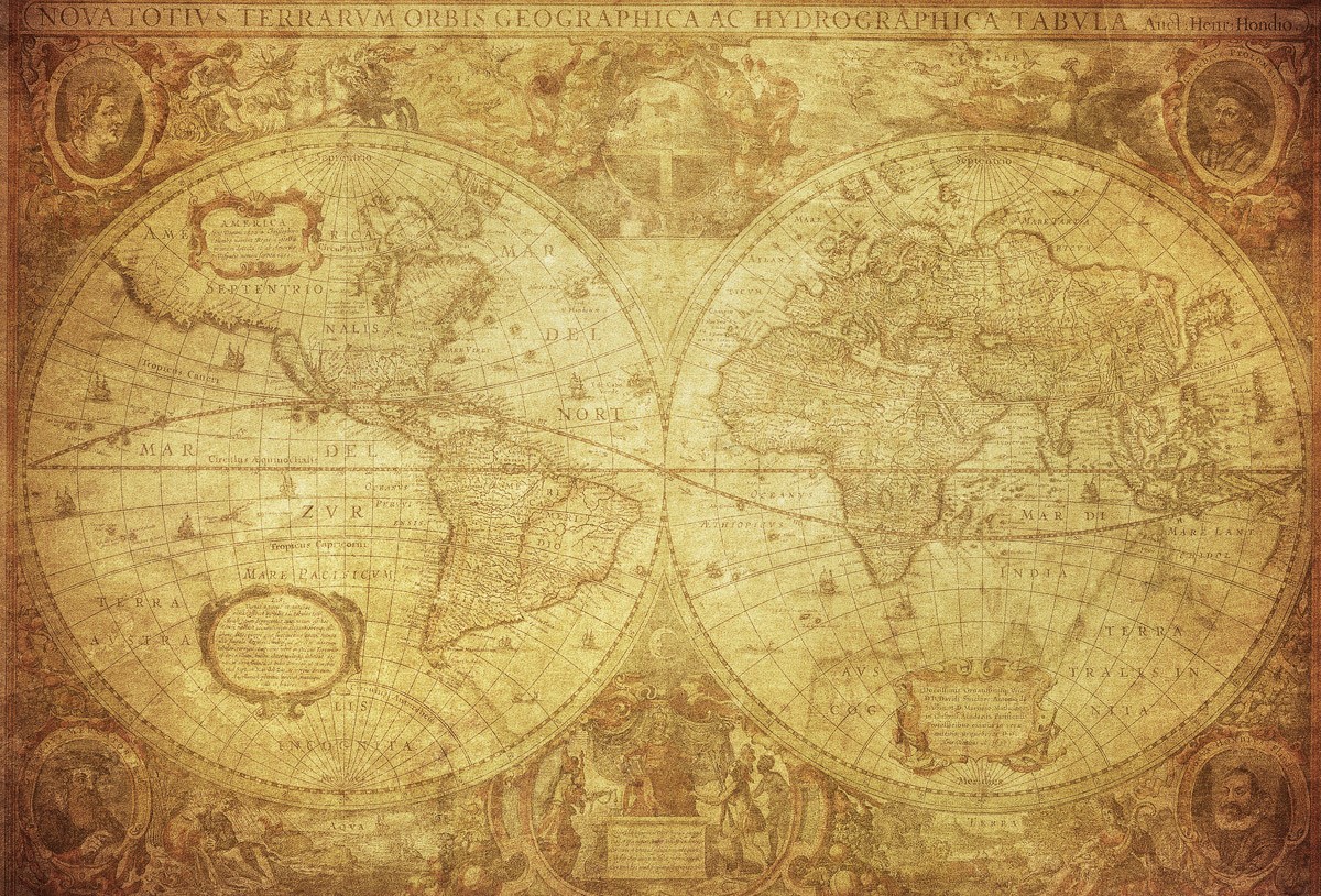 Oude wereldkaart behang
