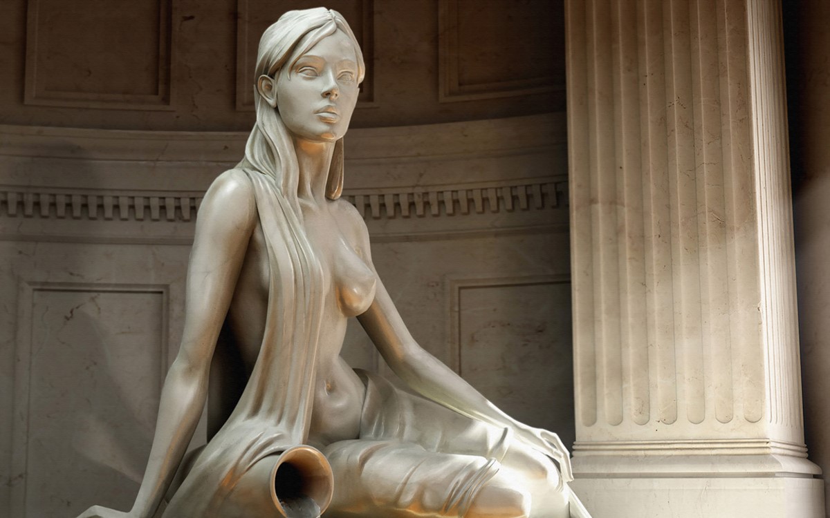 Vrouw sculptuur Wallpaper 3D