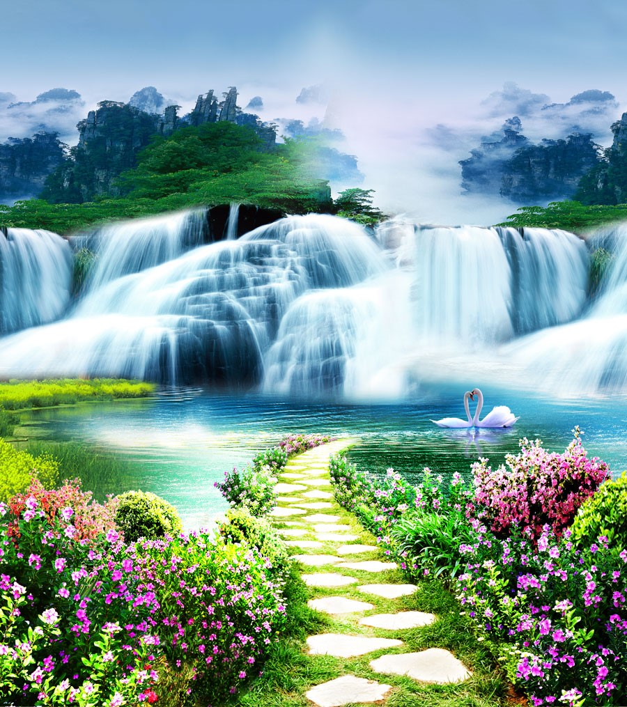 3D Waterfall View-achtergronden